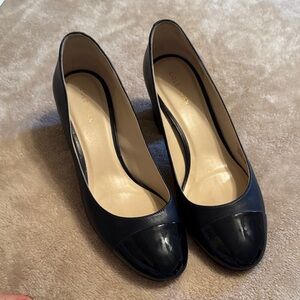 Cole Haan Black and Navy Cap-Toe Dress Pumps